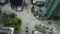 Aerial drone shot of the streets of downtown Vancouver, Canada