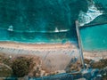 Aerial drone shot view of Waikiki beach in Honolulu in Hawaii in summer time Royalty Free Stock Photo