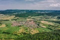 Aerial drone shot of Village Boll near Burg Hohenzollern in Germany Royalty Free Stock Photo