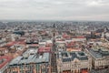 Aerial drone shot of Zrinyi Street with view of St. Stephen`s Basilica at dawn with city lights on Royalty Free Stock Photo