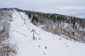 Aerial drone on ski jump tower in Wisla Malinka