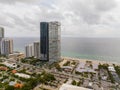 Aerial drone stages photos future site of Bentley Residence Miami Condominium complex