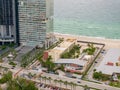 Aerial drone stages photos future site of Bentley Residence Miami Condominium complex Royalty Free Stock Photo