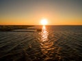 Aerial Drone Sunset Photo - Beautiful ocean sunset over Fort Morgan / Gulf Shores, Alabama Royalty Free Stock Photo