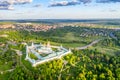 Aerial drone sunset view of the Resurrection Cathedral of the New Jerusalem Monastery in summer. Moscow region, Istra, Russia Royalty Free Stock Photo