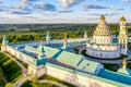 Aerial drone sunset view of the Resurrection Cathedral of the New Jerusalem Monastery in summer. Moscow region, Istra, Russia Royalty Free Stock Photo