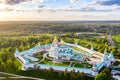 Aerial drone sunset view of the Resurrection Cathedral of the New Jerusalem Monastery in summer. Moscow region, Istra, Russia Royalty Free Stock Photo