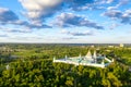 Aerial drone sunset view of the Resurrection Cathedral of the New Jerusalem Monastery in summer. Moscow region, Istra, Russia Royalty Free Stock Photo