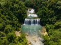 Aerial drone survey of Tinuy an Falls in Bislig, Surigao del Sur. Philippines. Royalty Free Stock Photo