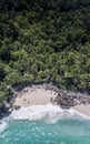 Aerial drone top down view of beatiful beach blue sea. Panorama view of beach with coconut palm tree. Aerial view drone white Royalty Free Stock Photo