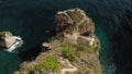 Aerial drone top down flight over cliff, Nusa Penida, Bali, Indonesia, 4k