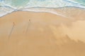 Aerial drone top view crowd of happy people relax at tropical Beach with sunset in Phuket, Thailand, Beautiful Phuket beach is Royalty Free Stock Photo