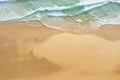 Aerial drone top view crowd of happy people relax at tropical Beach with sunset in Phuket, Thailand, Beautiful Phuket beach is Royalty Free Stock Photo