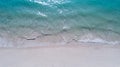 Aerial top view of empty sandy beach and sea Royalty Free Stock Photo