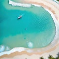 Aerial drone top view of happy relax at tropical Beach with Beautiful beach is famous tourist destination at Holiday