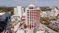 Aerial drone video Aman Hotel under construction Miami Beach FL stages