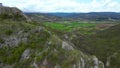 Aerial drone video, flying over river Moravica in Sokobanja