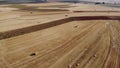 Aerial drone video on a sunny day with cereal fields, Salamanca