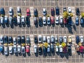 Aerial drone view above cars Royalty Free Stock Photo