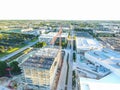 Aerial drone view above Red Construction Crane Royalty Free Stock Photo