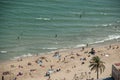 Aerial and drone view from above to people on Alicante Beach, Costa Blanca