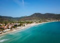 Aerial view of the Golden Beach in Thassos Island , Greece Royalty Free Stock Photo