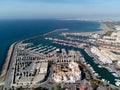 Aerial drone view Almerimar port and seascape. Spain Royalty Free Stock Photo