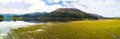 Aerial drone view of amazing autumn colors on the lake. Cerknisko lake, Slovenia