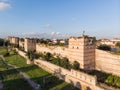 Aerial Drone View of Ancient Constantinople`s Walls in Istanbul / Byzantine Constantinople Entrance is Dedicated to Belgrade. Royalty Free Stock Photo