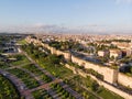 Aerial Drone View of Ancient Constantinople`s Walls in Istanbul / Byzantine Constantinople Entrance is Dedicated to Belgrade. Royalty Free Stock Photo