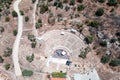 Aerial, drone view of the Ancient Theatre of Epidaurus at Argolida, Greece