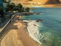 Aerial drone view of Barra beach in Salvador Bahia Brazil Royalty Free Stock Photo