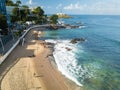 Aerial drone view of Barra beach in Salvador Bahia Brazil Royalty Free Stock Photo