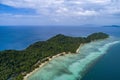 Aerial drone view of beautiful tropical Koh Kradan paradise island in Thailand