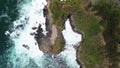 Aerial drone view The beauty of Gebyuran Beach or Lampon Beach, Kebumen, Indonesia