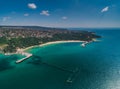 Aerial drone view of Black sea coast. Euxinograd, Varna, Bulgari Royalty Free Stock Photo