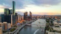 Aerial drone view of Brisbane City, QLD, Australia showing the west facing side of the city along Brisbane River