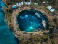 aerial drone view of the Broken Beach, Nusa Penida, Bali. View from above, stunning Broken Beach locally known as Pantai Royalty Free Stock Photo
