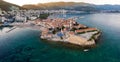 Aerial drone view - Budva, Old town, Montenegro