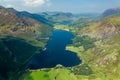 Aerial drone view of Buttermere and Crummock Water