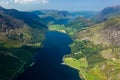 Aerial drone view of Buttermere and Crummock Water