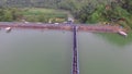 Aerial/drone view of the cacaban dam in the slawi city indonesia