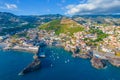 Aerial drone view of Camara de Lobos village panorama near to Funchal, Madeira Royalty Free Stock Photo