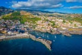 Aerial drone view of Camara de Lobos village panorama near to Funchal, Madeira Royalty Free Stock Photo