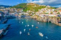 Aerial drone view of Camara de Lobos village panorama near to Funchal, Madeira Royalty Free Stock Photo