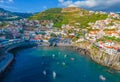 Aerial drone view of Camara de Lobos village panorama near to Funchal, Madeira Royalty Free Stock Photo