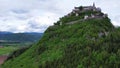 Aerial drone view of Castle Burg Hochosterwitz in Carinthia, Austria