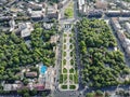 Aerial Drone view on Central city Park, Yerevan, Armenia