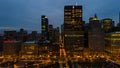 Aerial drone view of Chicago downtown at night. Royalty Free Stock Photo