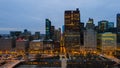 Aerial drone view of Chicago downtown at night. Royalty Free Stock Photo